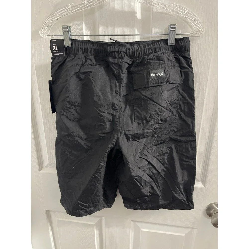 Hurley Solid Nylon Pull On Shorts Size XL Black New With Tags